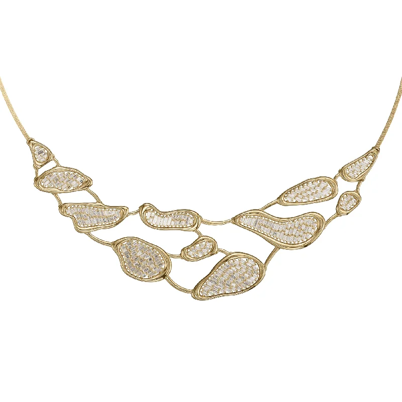 Women’s precious metal rings-Diamond Lakes Fluid Shape Statement Necklace