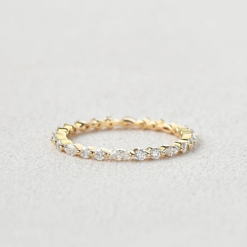 Women’s diamond rings-Moissanite Yellow Gold Full Eternity Ring