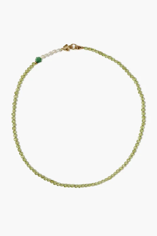 Women’s solitaire pendant necklaces-Lottie Necklace Peridot Mix