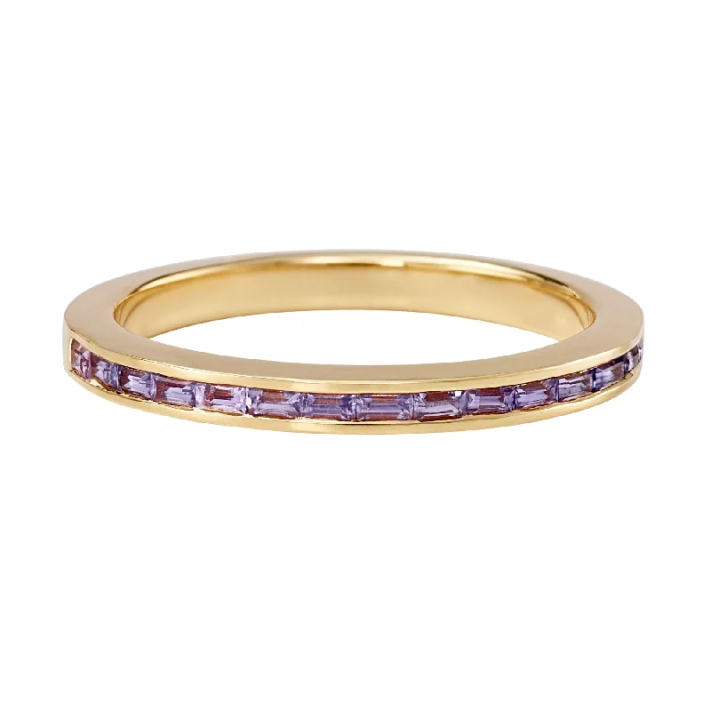 Women’s stackable rings-Lilac Sapphire Baguette Eternity Band