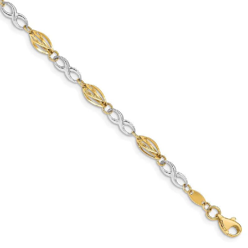 Women’s charm bracelets-14K Two-Tone Polished Infinity Symbol 7.5in Bracelet-WBC-FB1417-7.5