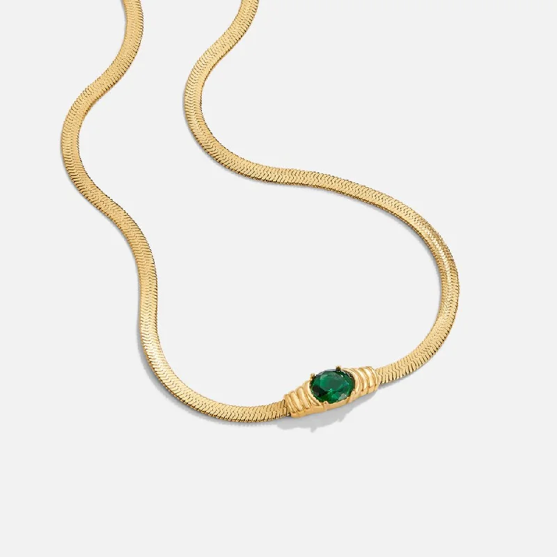 Women’s chain necklaces-Monica Green Crystal Necklace