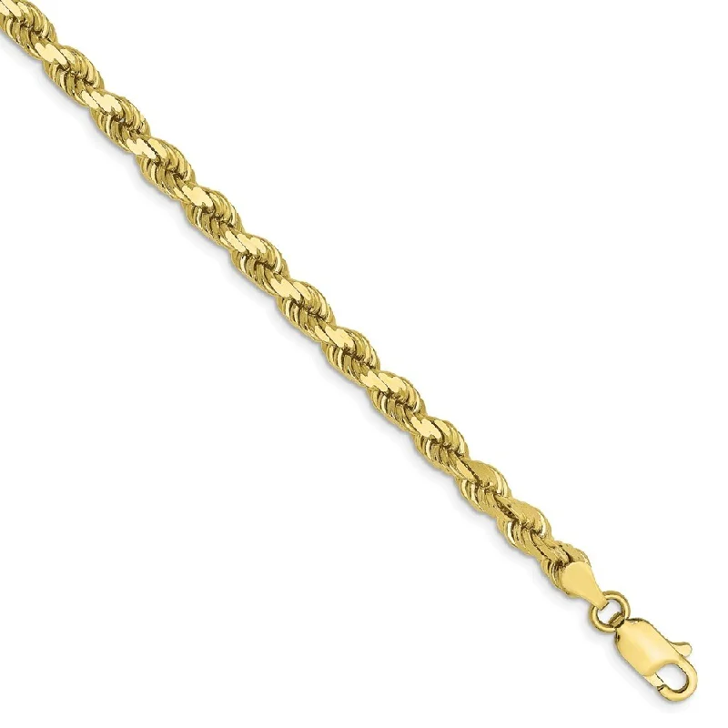 Women’s minimalist bangles-Leslie's 10k Yellow Gold 4mm Diamond-Cut Rope Chain Bracelet, 8"