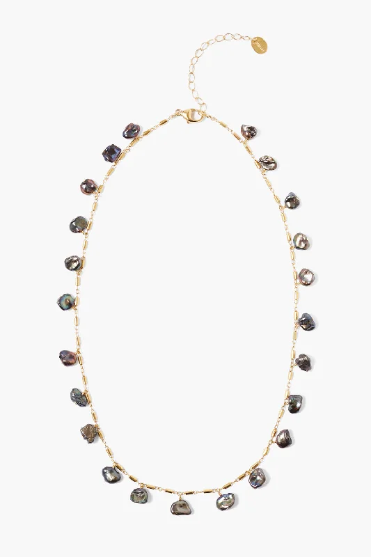 Women’s long chain necklaces-Arya Necklace Peacock Pearl