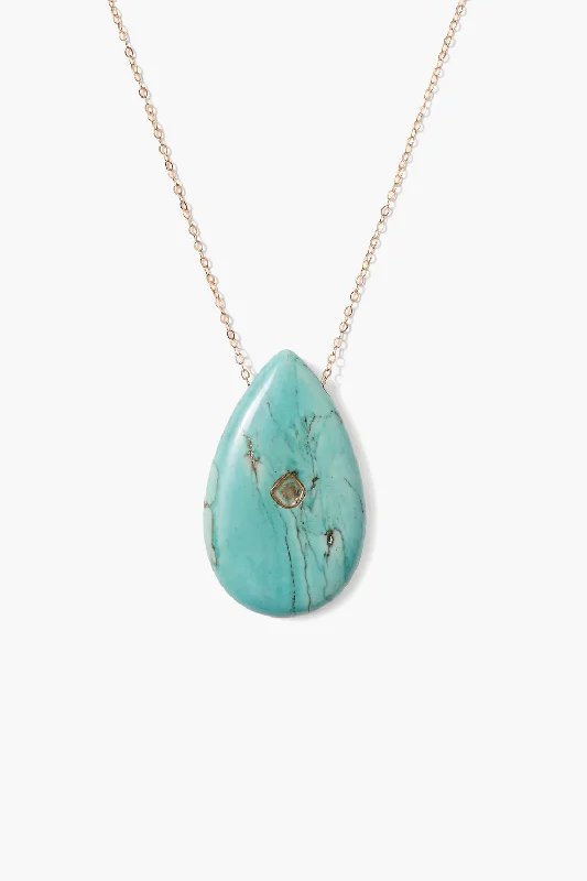 Women’s solitaire necklaces-14k Temple Necklace Turquoise