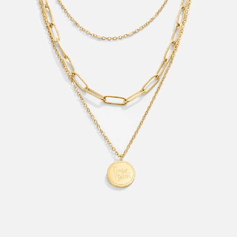 Women’s crystal chain necklaces-Geya Coin Layered Necklace