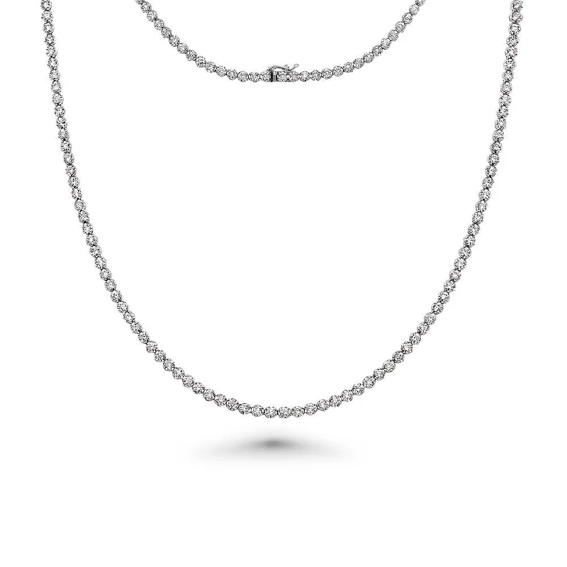 Women’s ruby necklaces-Diamond Tennis Necklace (5.50 ct.) 3.10 mm Buttercup Setting in 14K Gold