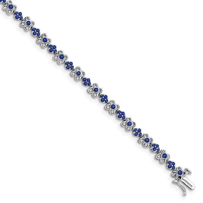 Women’s heart-shaped bracelets-14k White Gold Created Sapphire Bracelet-WBC-BM7146-SA-WA