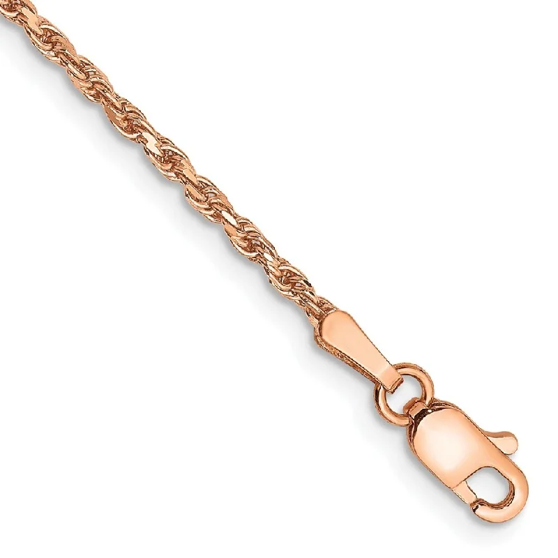 Women’s romantic bracelets-14k Rose Gold 1.8mm Diamond-Cut Machine-made Rope Chain Bracelet, 7"