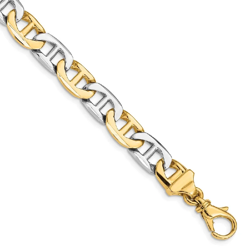 Women’s personalized bracelets-14K Two-tone 8mm Hand-polished Anchor Link Bracelet-WBC-LK213-8