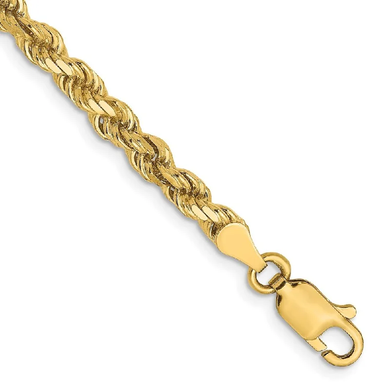 Women’s gemstone bangles-14k Yellow Gold 3.5mm Diamond-Cut Rope Chain Bracelet, 8"