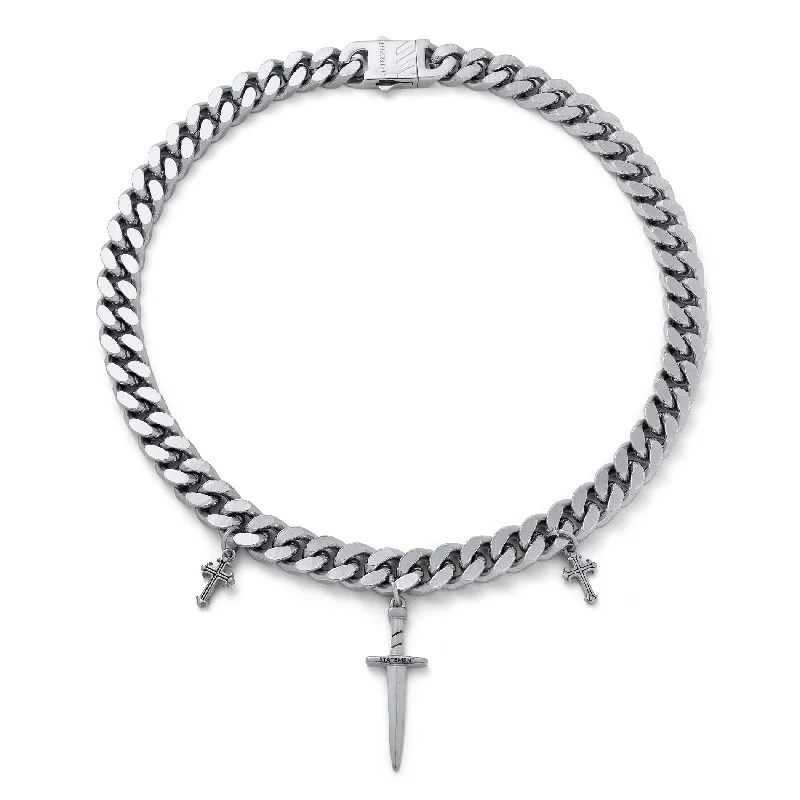 Women’s layering necklaces-"Crusader" 11mm Cuban Chain