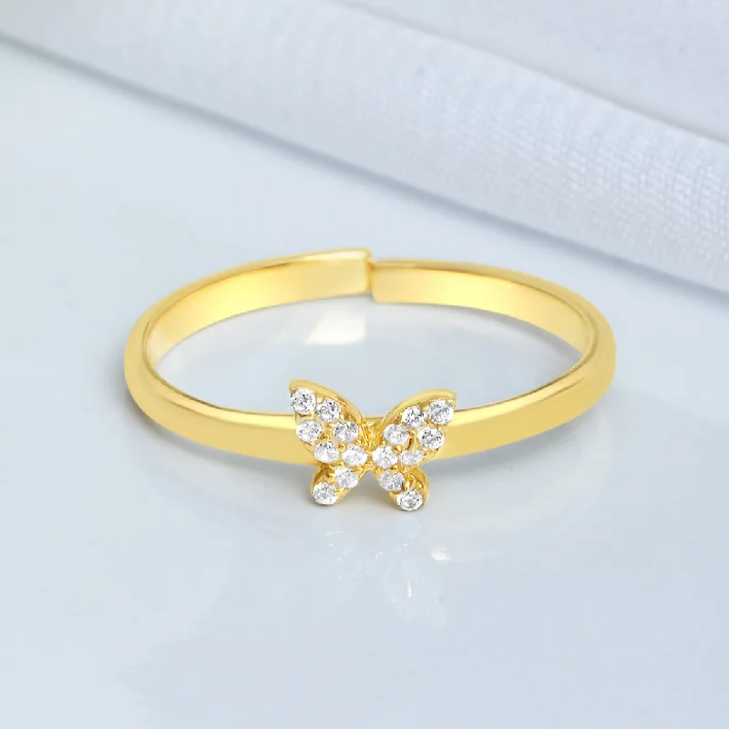 Women’s colorful gemstone rings-Mini Wings Gold Plated 925 Sterling Silver Ring