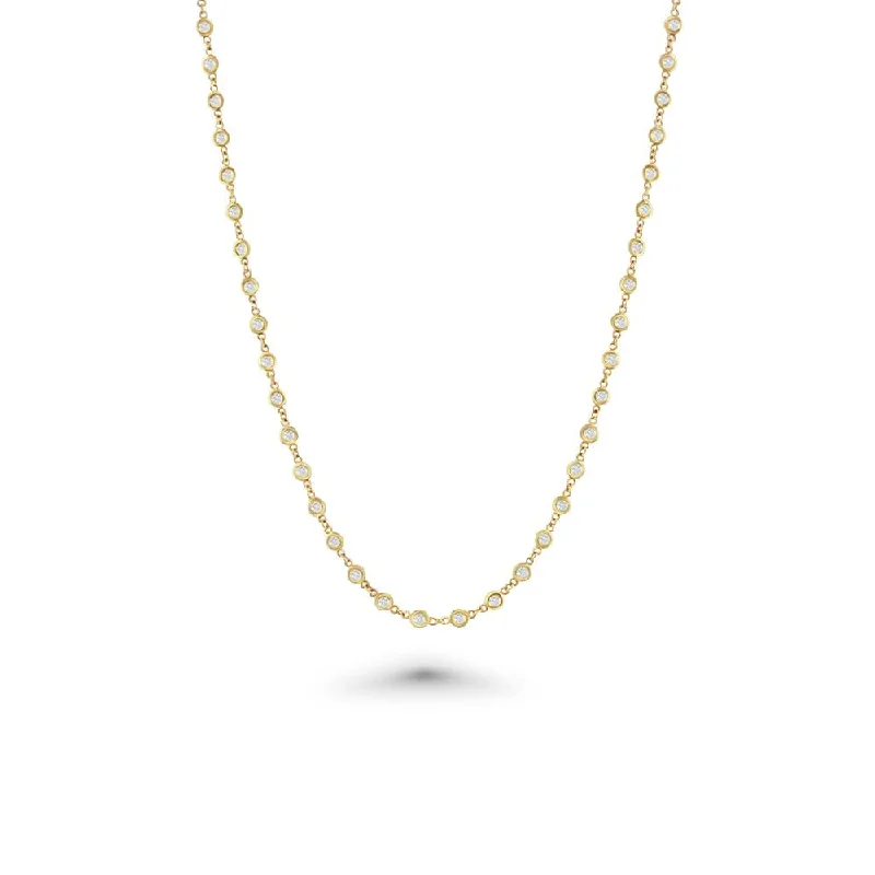 Women’s chain necklaces-61 Stone Diamond By The Yard Necklace, Bezel Set Diamond Station Necklace (2.25 ct.) in 14K Gold