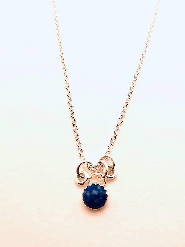 Women’s twisted necklaces-6 mm Stone Necklace, Silver and Lapis