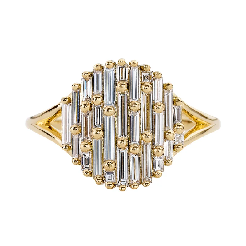 Women’s layered rings-Cluster Ring with Assemblage of Needle Baguette Diamonds - the Light Catcher Ring