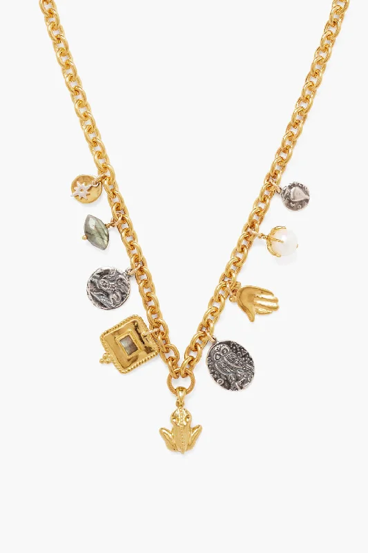 Women’s trendy gemstone necklaces-Artemis Charm Necklace Gold Mix