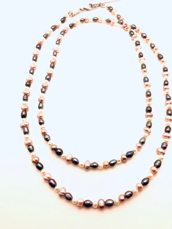 Women’s geometric necklaces-Freshwater Pearl Necklace, Mixed Color