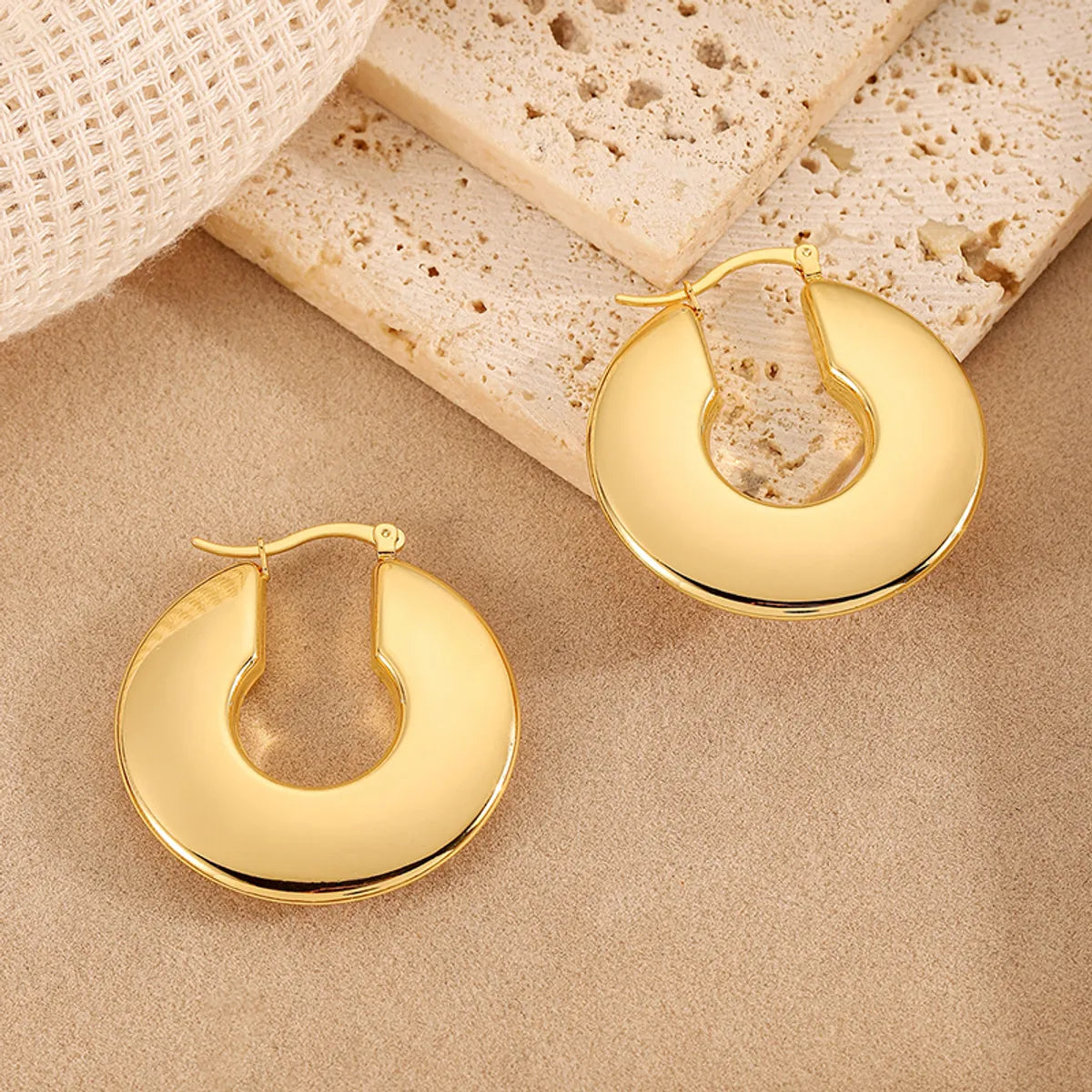 Women’s boho rings-1 Pair Elegant Simple Style Solid Color Plating Titanium Steel Ear Clip