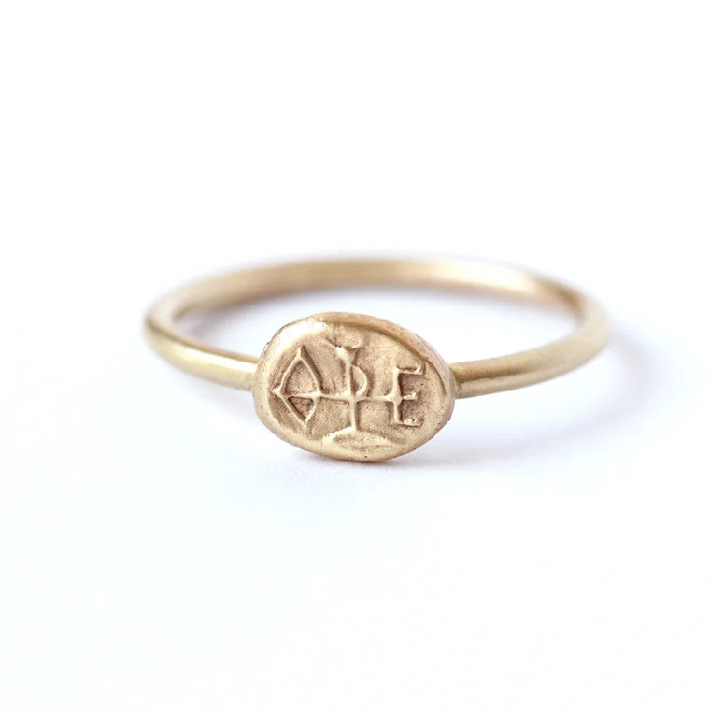 Women’s minimalist gold rings-Gold Signet Ring - Sagittarius