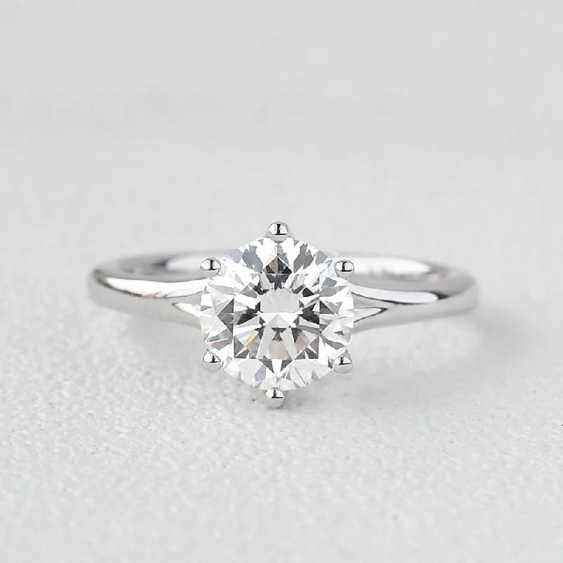 Women’s promise rings-1.0ct Round Cut Moissanite Six-Prong Classic Solitaire Ring