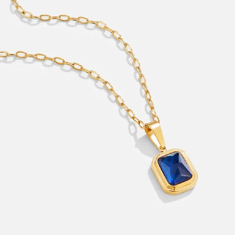 Women’s diamond necklaces-Ocean Blue Pendant Gold Necklace