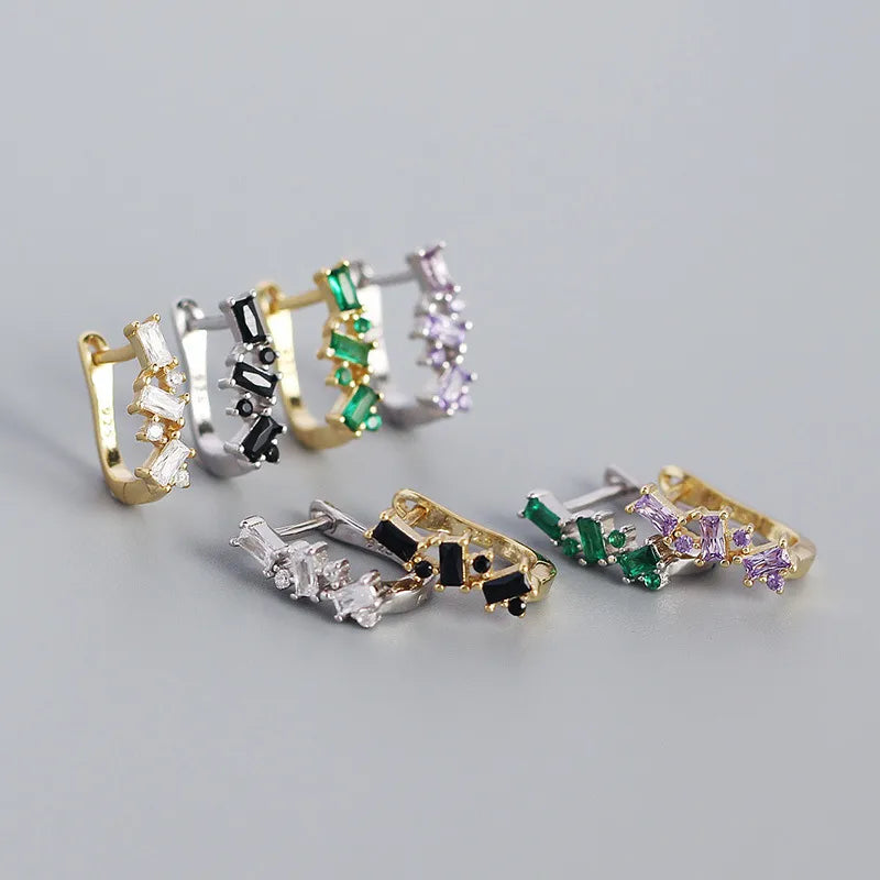 Women’s romantic promise rings-S925 Silver Micro-Inlaid Zircon Geometric U-Shaped Ear Buckle Wholesale Nihaojewelry