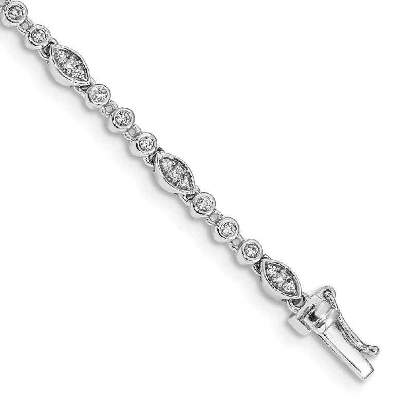 Women’s flower bracelets-14k White Gold Diamond Bracelet-WBC-BM4621-050-WA