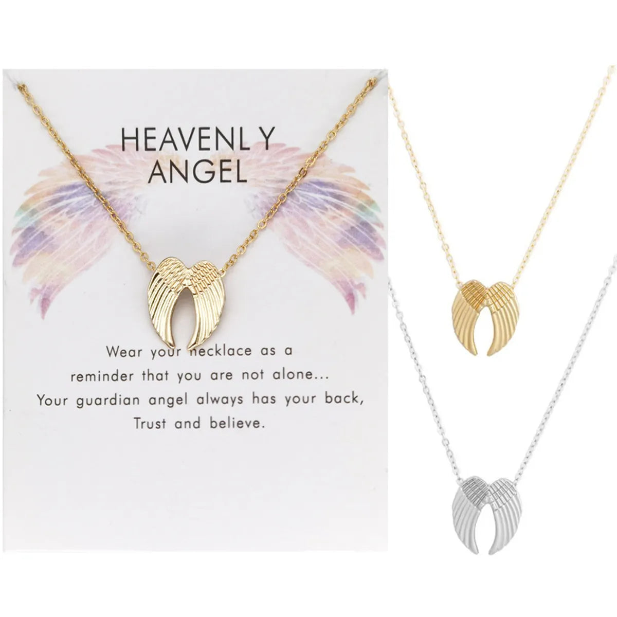 Women’s solitaire pendant necklaces-Simple Style Wings Alloy Women's Necklace 1 Piece