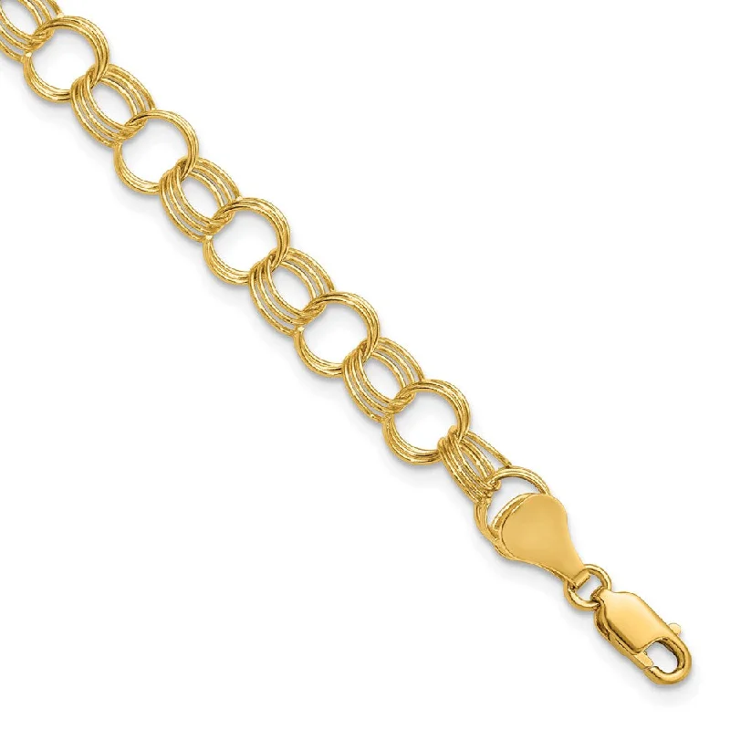 Women’s friendship bracelets-14k Solid Triple Link Charm Bracelet-WBC-DO531-7