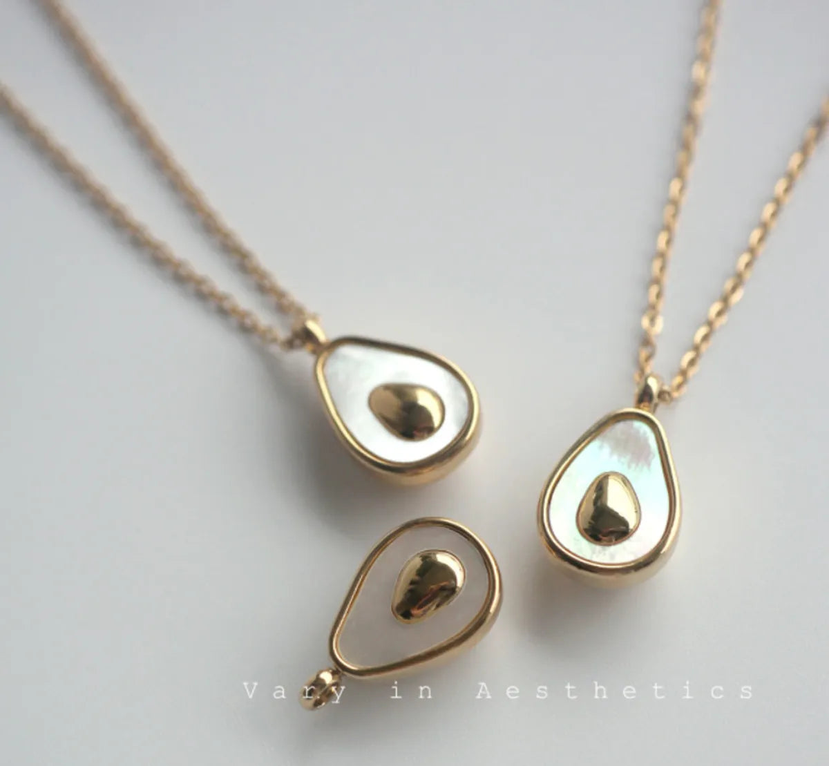 Women’s chunky necklaces-Shell Avocado Fruit Titanium Steel 18k Gold Plated Necklace