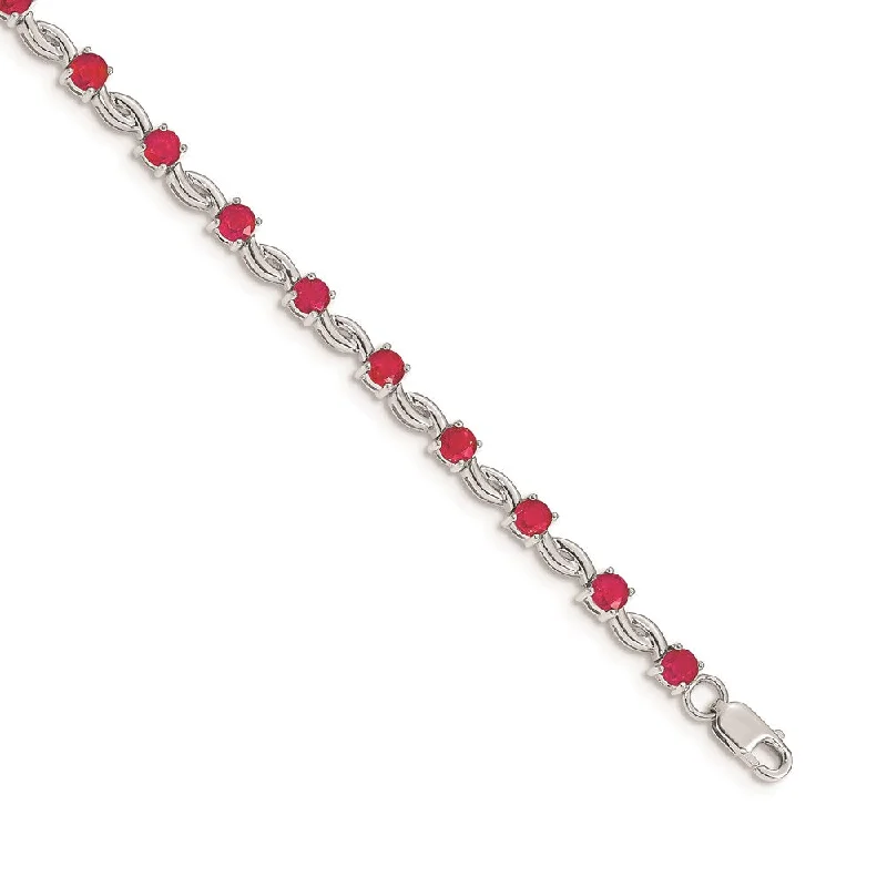 Women’s animal print bracelets-14k White Gold Composite Ruby Bracelet-WBC-BM4480-RU-W