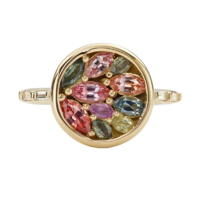 Women’s floral rings-Summertime Ring with Colorful Sapphire Petals