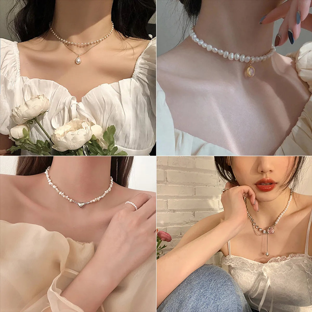 Women’s wedding diamond necklaces-Fashion Heart Shape Alloy Pearl Plating Inlay Artificial Gemstones Women's Pendant Necklace 1 Piece