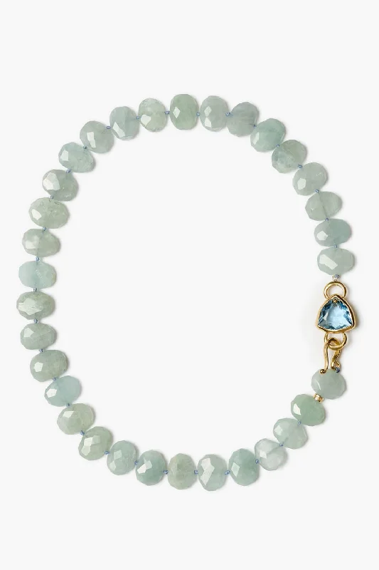 Women’s radiant-cut necklaces-Ursula Necklace Aquamarine