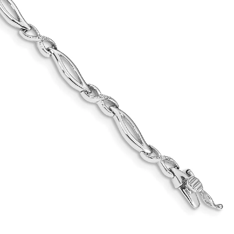 Women’s chic bangles-14k White Gold Diamond 7 in Infinity Link Bracelet-WBC-BM4599-003-WA