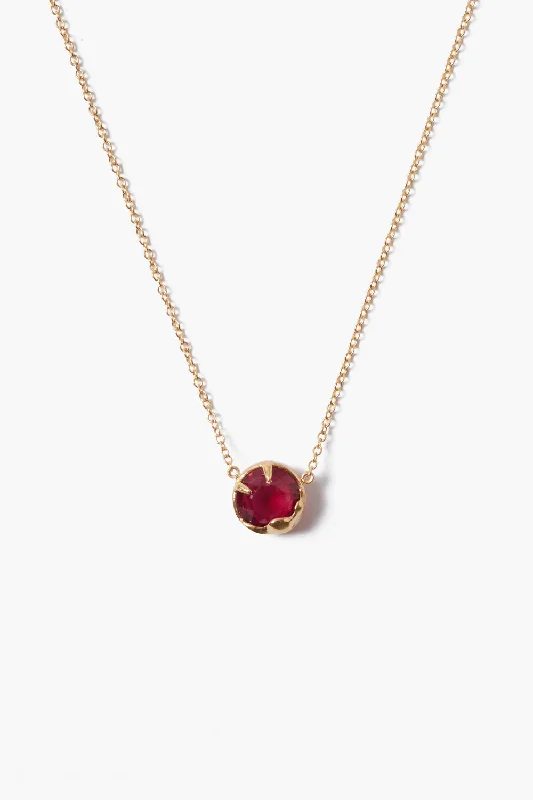 Women’s modern necklaces-July Birthstone Necklace Ruby Crystal