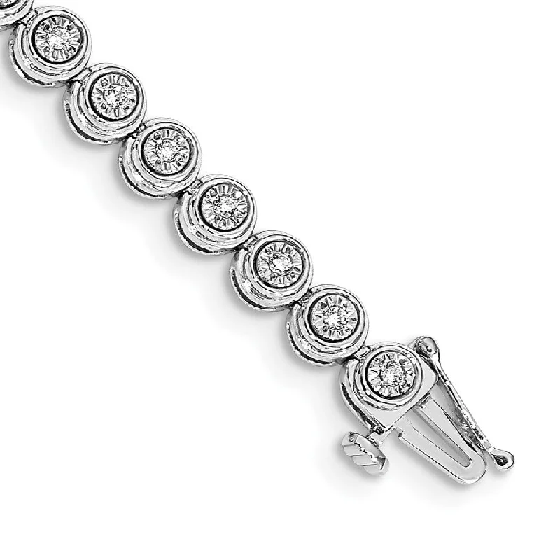 Women’s precious metal bracelets-14k White Gold Diamond Circle Link Bracelet-WBC-BM4652-050-WA