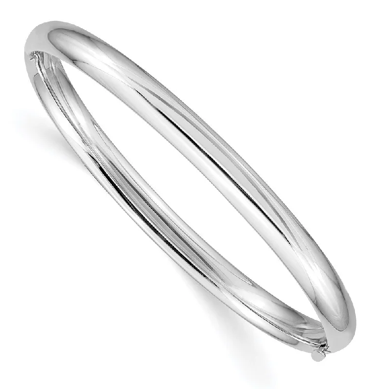 Women’s minimalist bangles-14k White Gold 5mm 3/16 Hinged Baby Bangle Bracelet, 6"