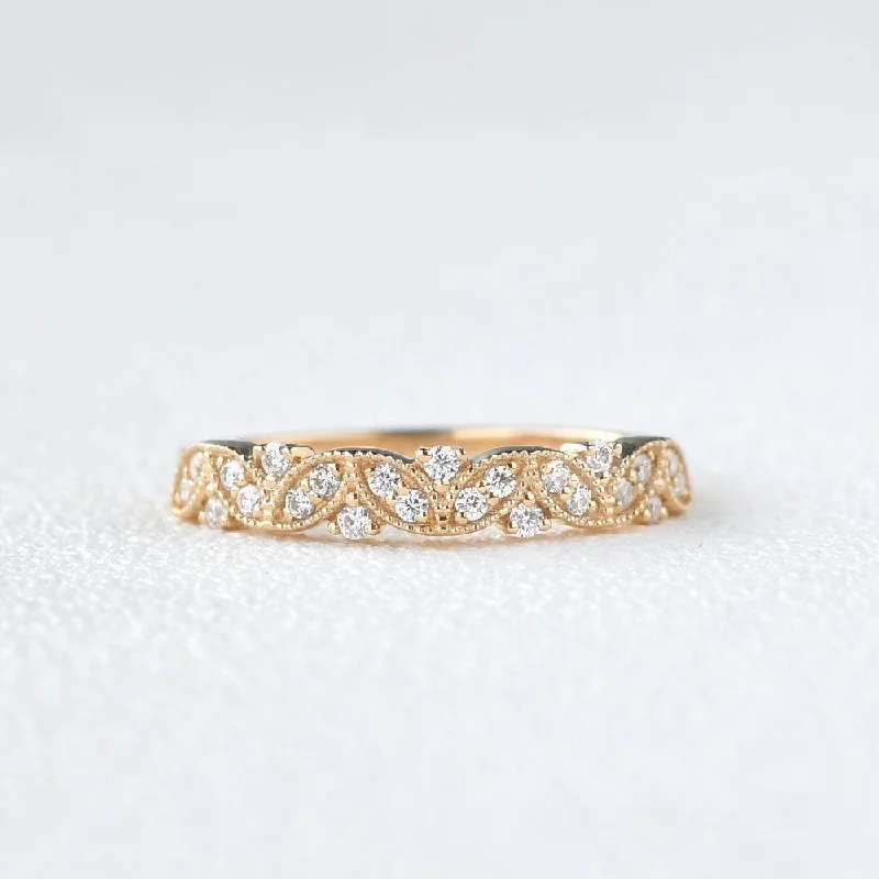 Women’s gemstone rings-Moissanite Stacking Solid Gold Ring