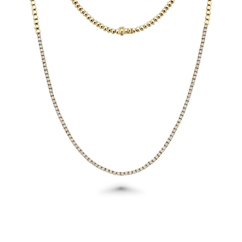 Women’s adjustable necklaces-HalfWay Diamond Tennis Necklace (2.11 ct.) 2mm 4-Prong Setting in 14K Gold