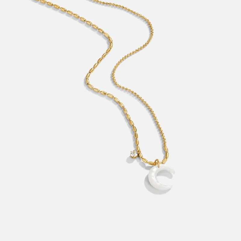 Women’s bold chain necklaces-White Crescent Moon Necklace