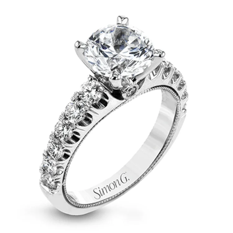 Women’s platinum halo engagement rings-LR2224 ENGAGEMENT RING