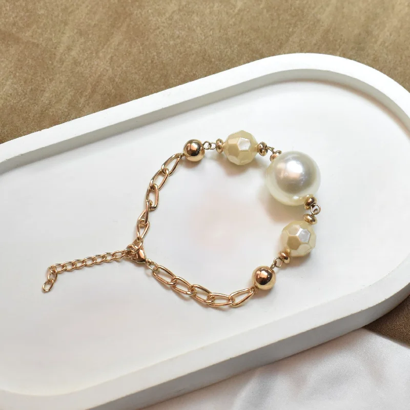 Women’s wedding bracelets-TFC Bold Pearly Golden Bracelet