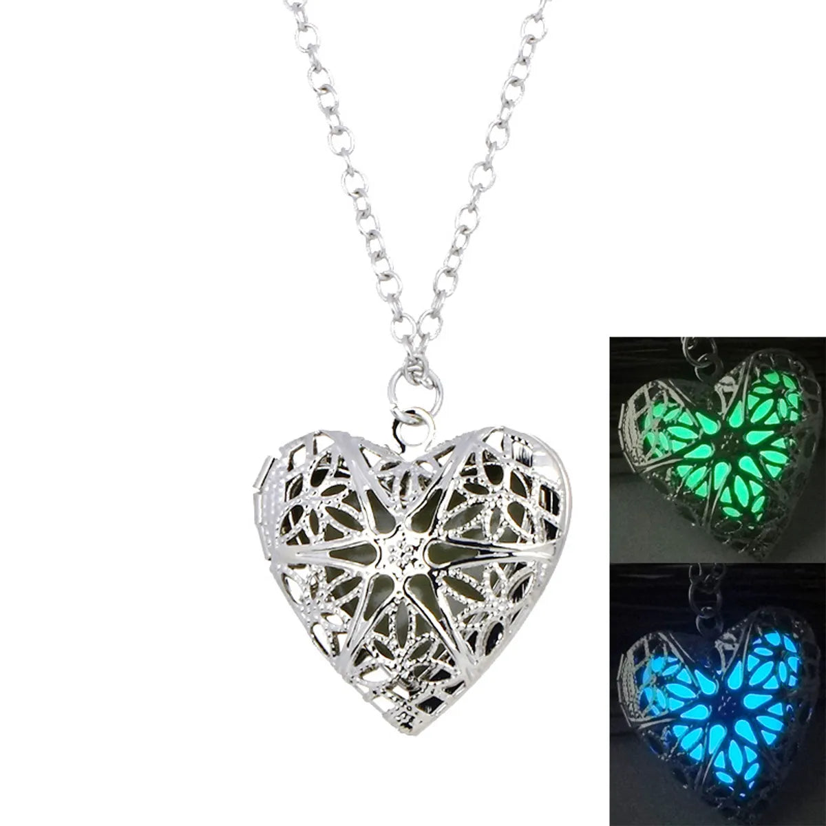 Women’s heart-shaped necklaces-Hot-selling  Hollow Heart-shaped Luminous Necklace Wholesale Gooddiy