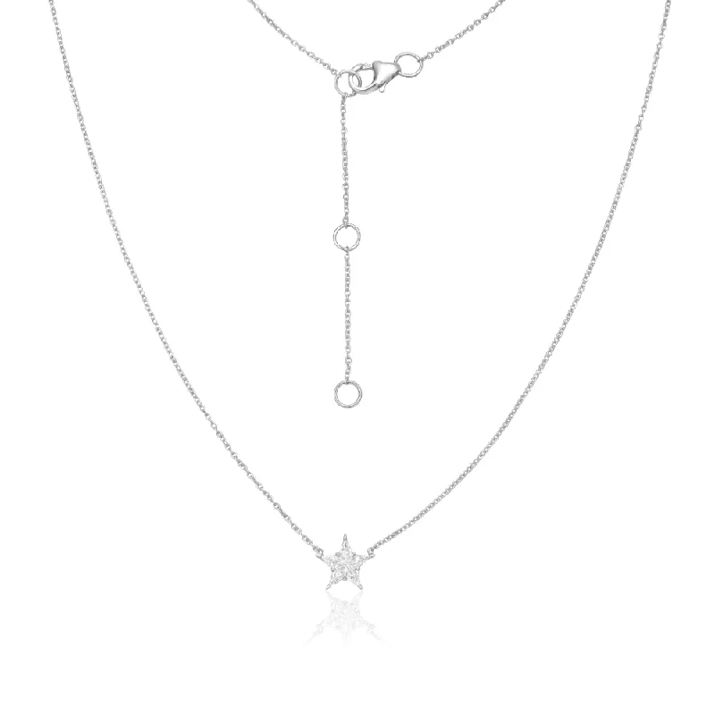 Women’s opal and diamond necklaces-Pie Cut Diamond Star Shape Pendant Necklace (0.20 ct.) in 14K Gold