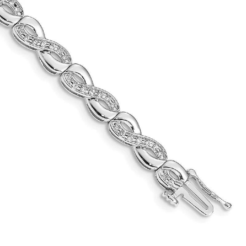 Women’s custom bangle bracelets-14k White Gold Diamond Infinity Link Bracelet-WBC-BM4637-050-WA