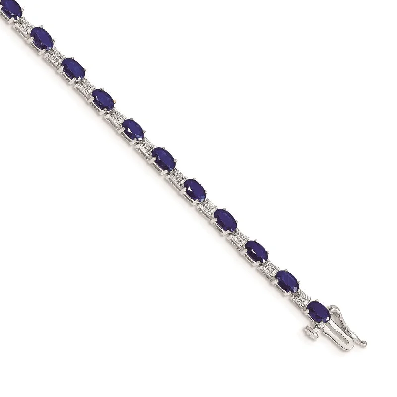 Women’s vintage bracelets-14k White Gold Diamond and Sapphire Bracelet-WBC-BM4481-SA-010-WA