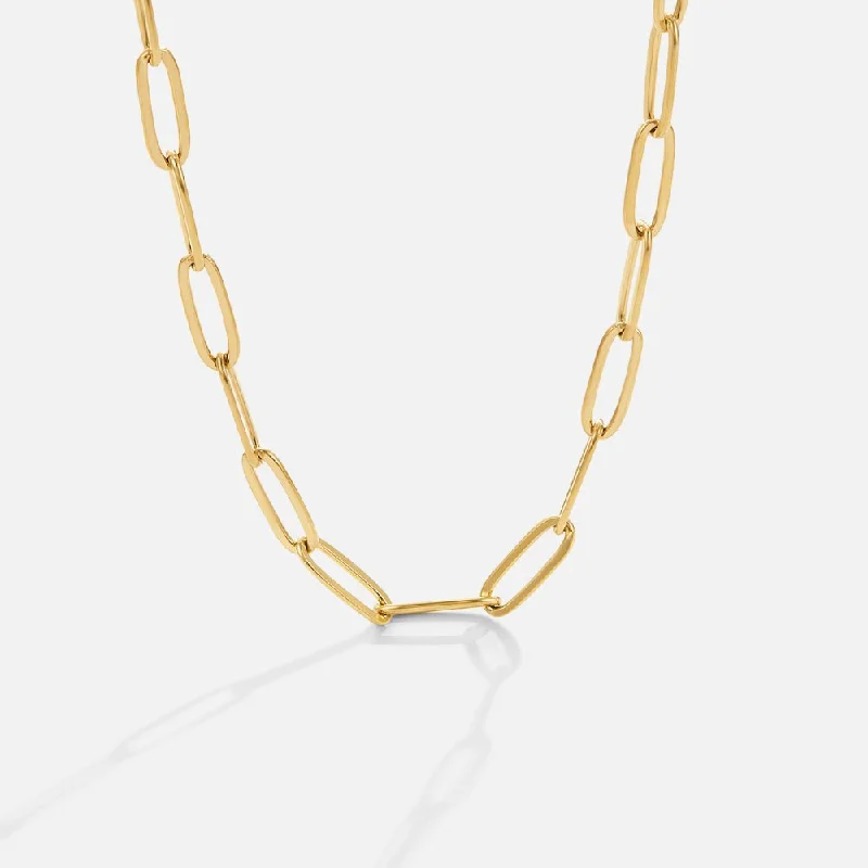 Women’s solitaire pendant necklaces-Paperclip Gold Necklace