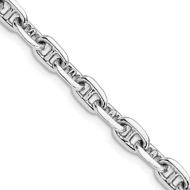 Women’s statement bracelets-14k White Gold 5.1mm Hand-polished Fancy Link Bracelet, 7.5"